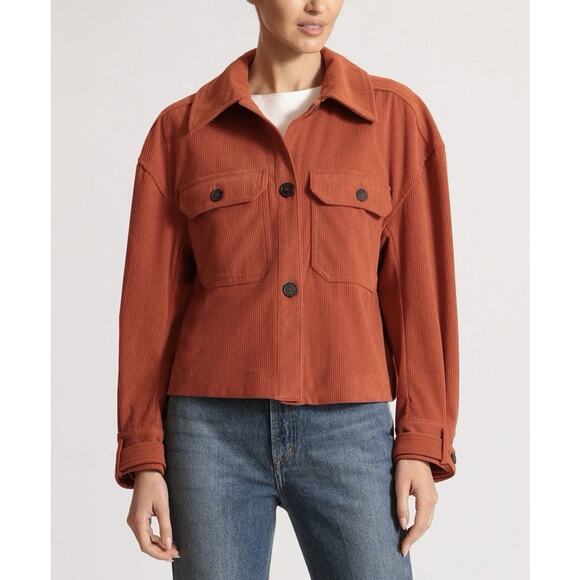 Avec Les Filles Corduroy Cropped Shacket Sz L Oversized Workwear Utility Jacket - Picture 2 of 12